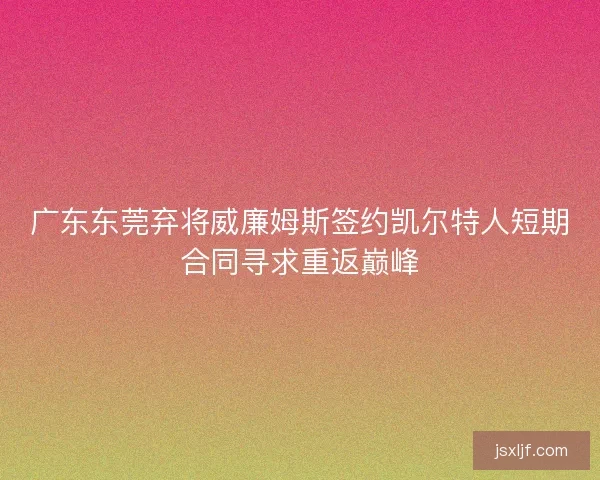广东东莞弃将威廉姆斯签约凯尔特人短期合同寻求重返巅峰